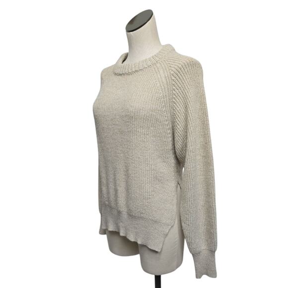 Modern Citizen Womens Size Small Light Beige Crew Sweater Long Sleeve Slit Sides - Picture 8 of 9